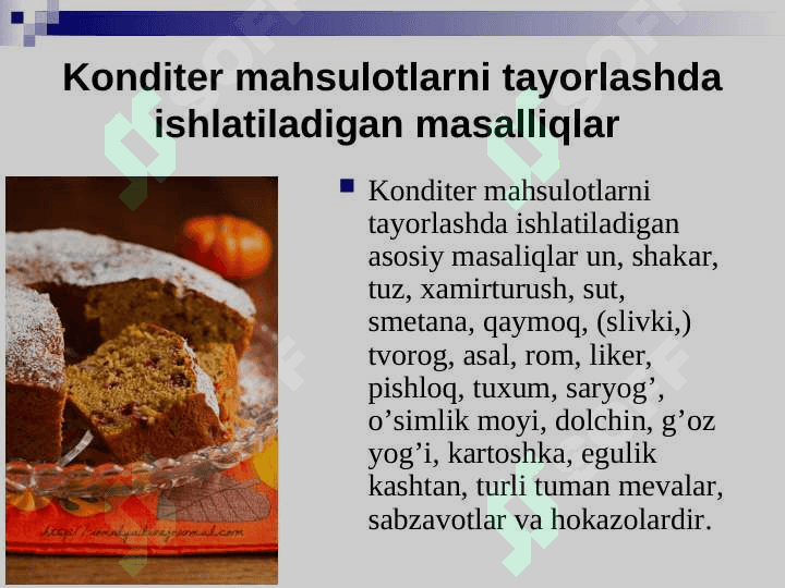 Un va qandolat mahsulotlari. 2