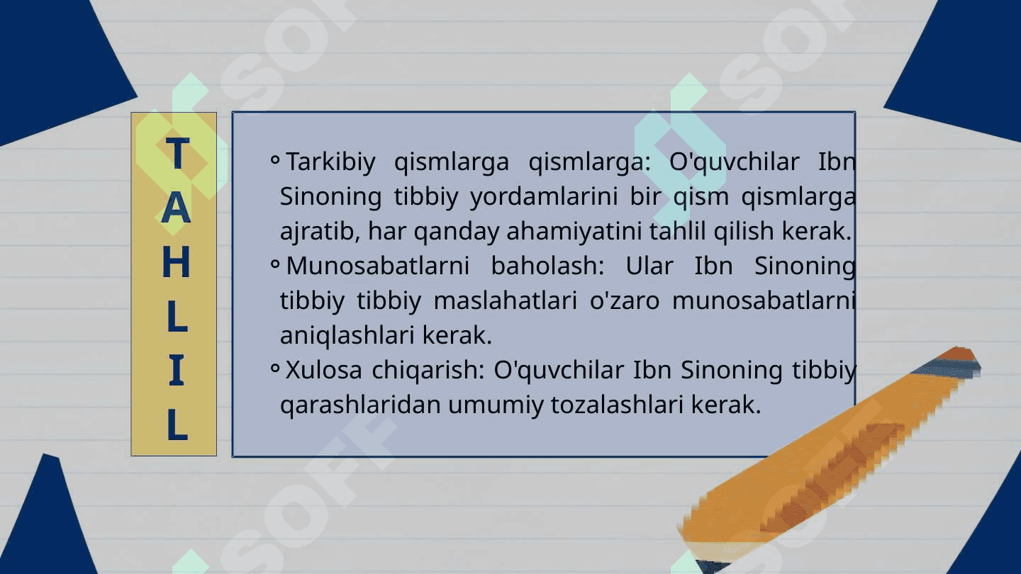 "Ibn Sino Ulashar davo" va "Tovuq va Tulki" blum taksonomiyasi 6