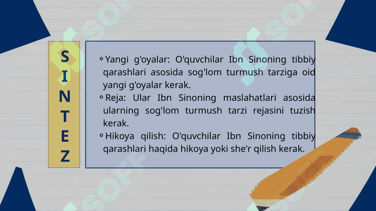 "Ibn Sino Ulashar davo" va "Tovuq va Tulki" blum taksonomiyasi 7