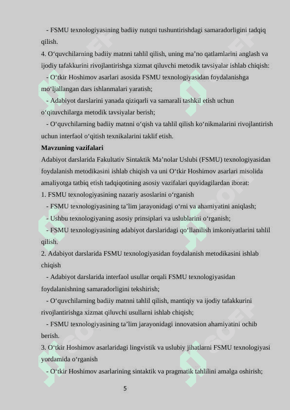 Adabiyot darslarida FSMU texnologiyasidan foydalanish metodikasi.Oʻtkir Hoshimov hikoyalari asosida 4