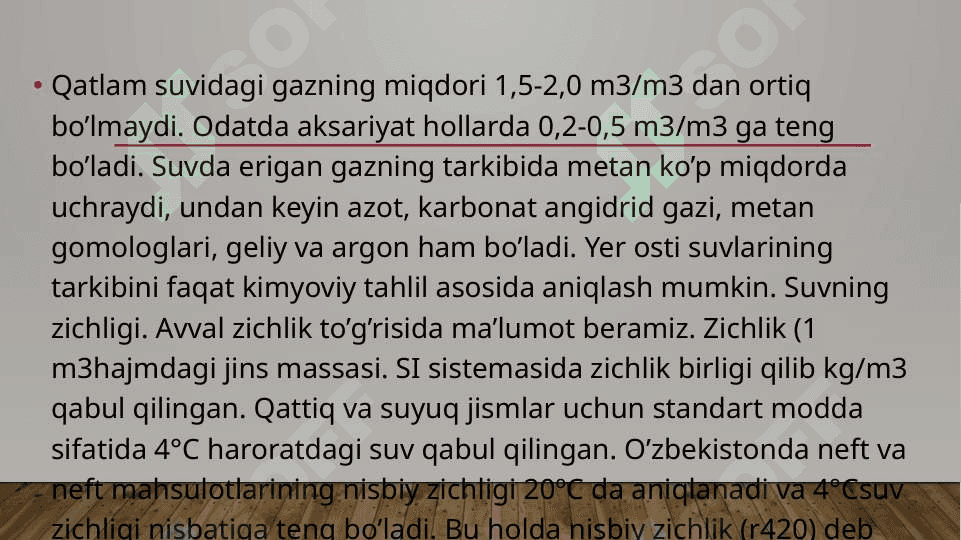 Yer osti suvlarining fizik xususiyatlari va kimyoviy tarkibi 5