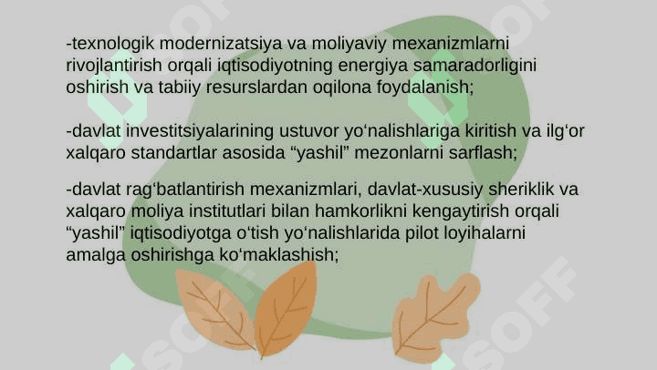 Yashil iqtisodiyotga o’tishning zaruriyati tamoyillari va dastaklari 3