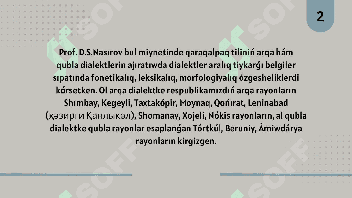 PROF. D.S.NASIROVTIŃ
KLASSIFIKACIYASI HÁM
ONDAĞI FONETIKALIQ
ÓZGESHELIKLER 3