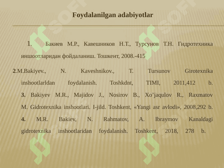 Кanaldagi gidrotexnika inshootlaridan foydalanishi 2