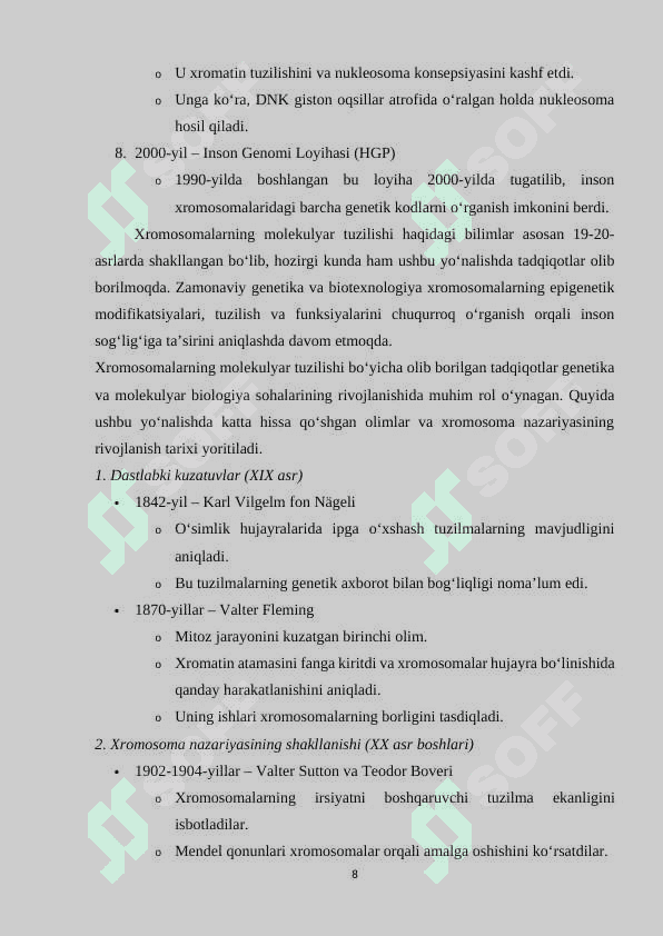 Xromosomalarning molekulyar tuzilishi 8