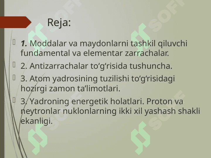 “Modda tuzilishi” zamonaviy kimyoning nazariy asosi. Asosiy tushunchalar 3