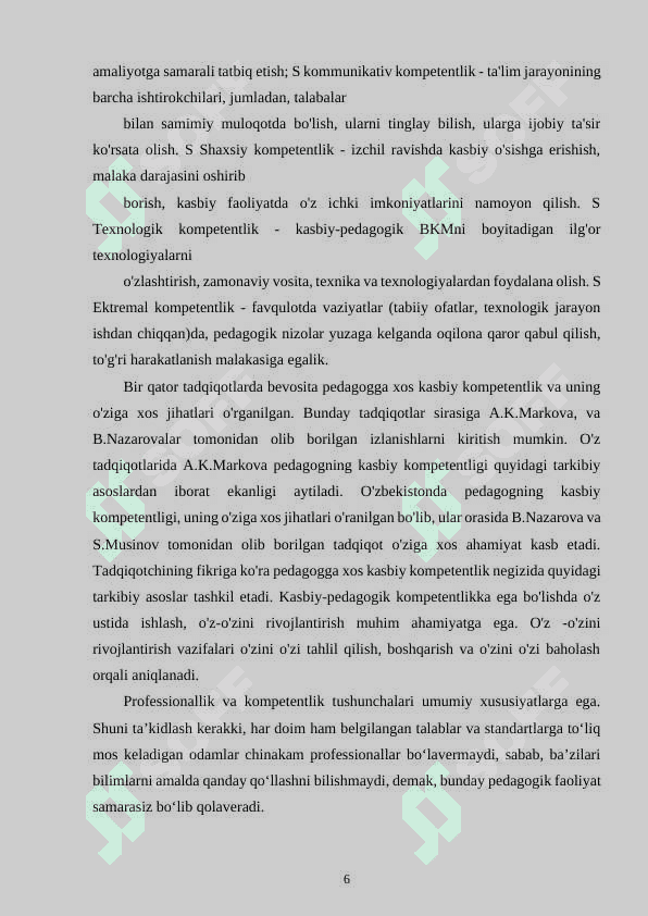 Pedagog kasbi va uning kasbiy kompetensiyalari 6