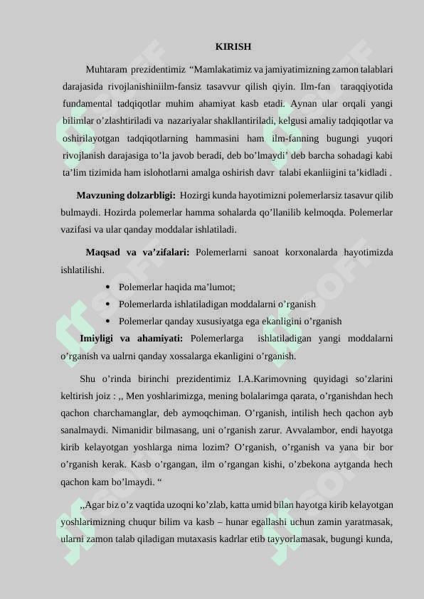 Polimer nanostrukturalar hosil bo’lishi va ularning fizik xossalari 3