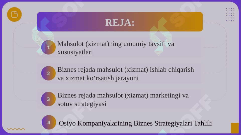 Biznes rejada mahsulot (xizmat) ta'rifi 2