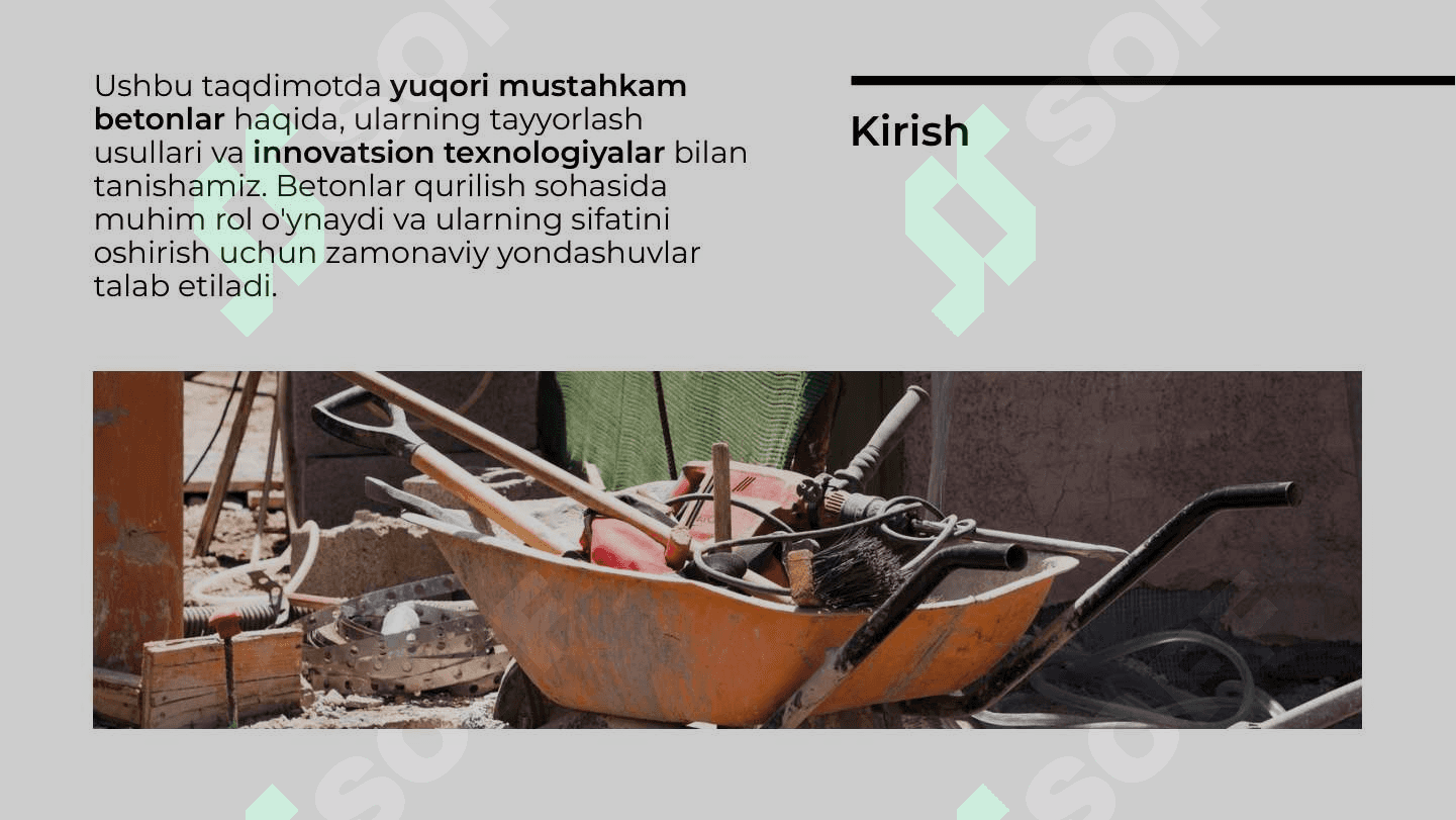 Yuqori mustahkam betonlar tayyorlash usullari va innovatsion texnologiyalar 2