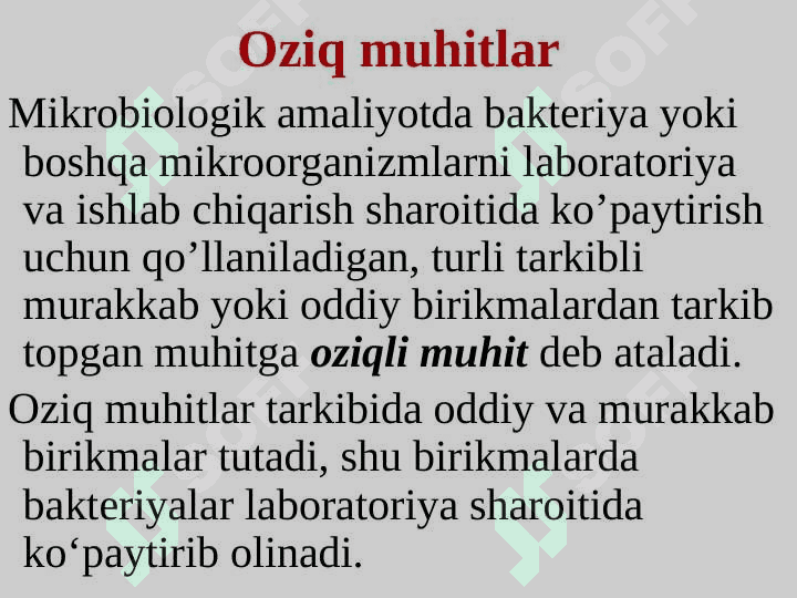 Oziq muhitlar tasnifi 2