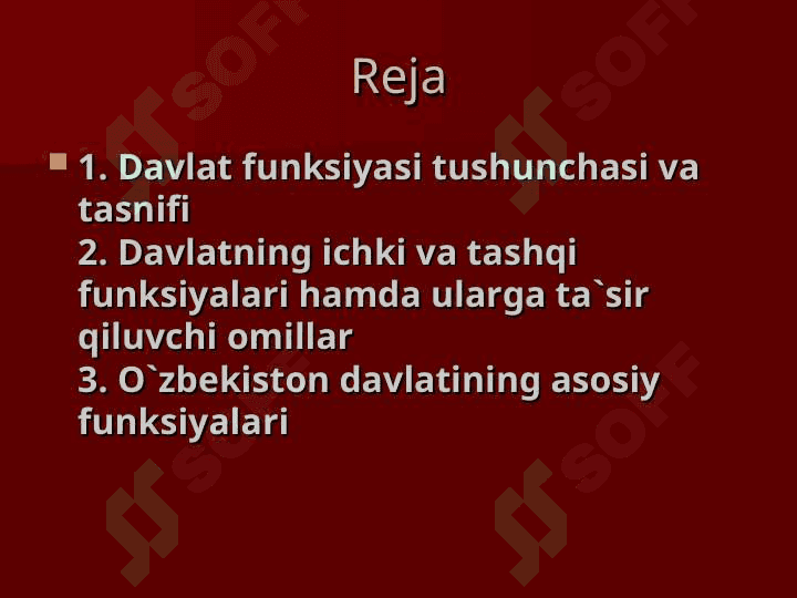 Davlatning ichki va tashqi funksiyalari hamda ularga ta'sir qiluvchi omillar 2