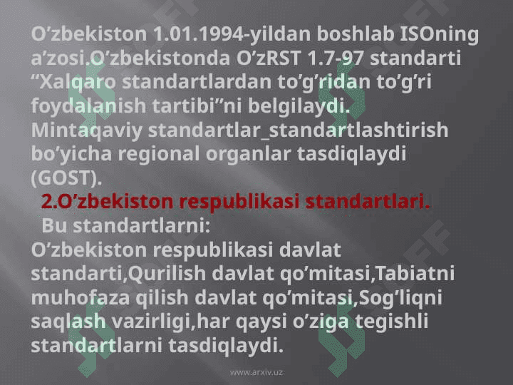 Standart va ularning turlari.ISO 3