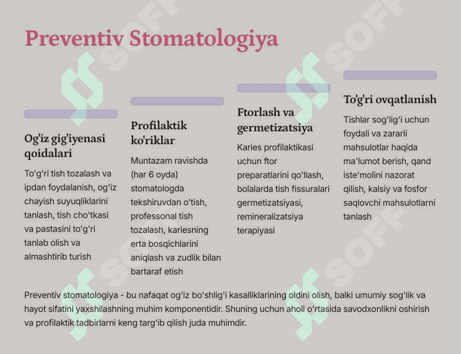 Terapevtik stomatologiyaning vazifalari, uning tibbiy ta'limdagi o‘rni. 7