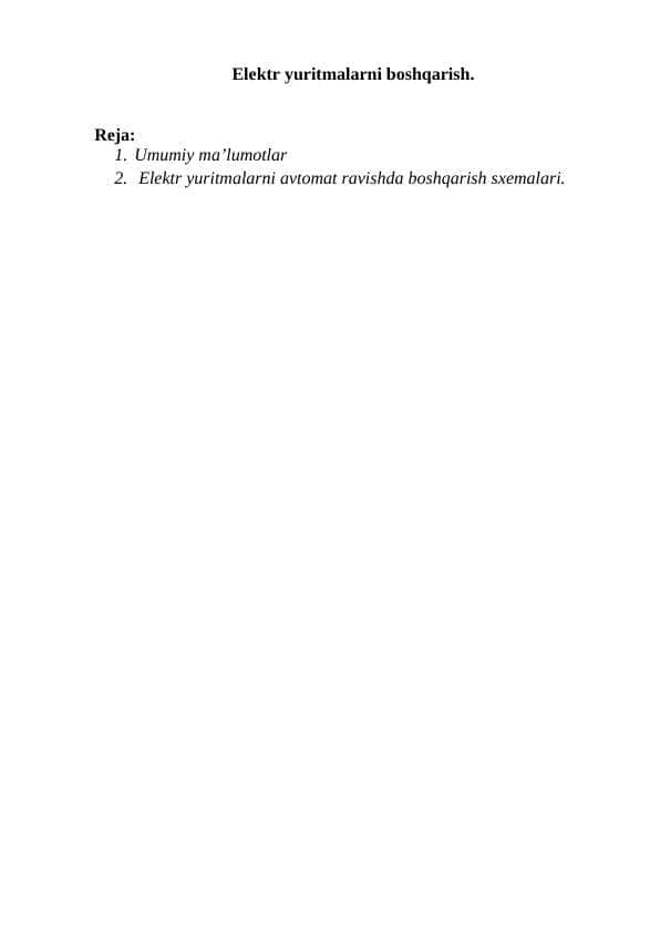 Elektr yuritmalarni boshqarish.