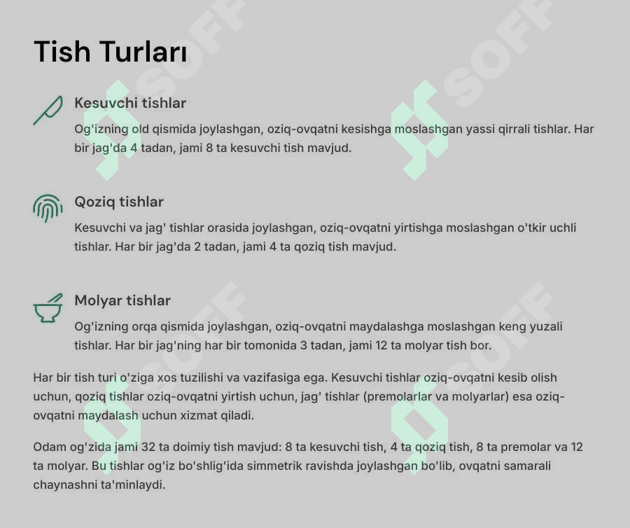Tishlar.Umumiy ma'lumot: Tish haqida tushuncha. 5