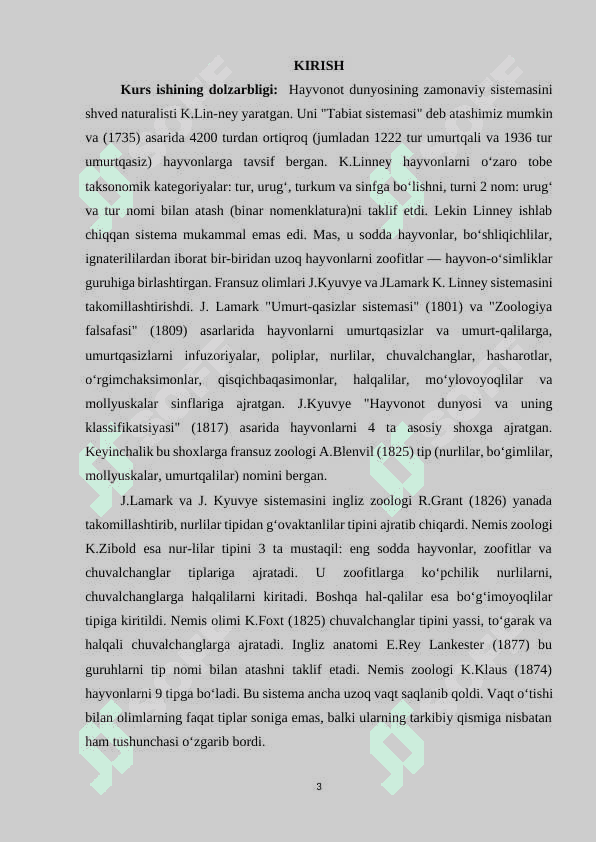 HAYVONOT OLAMINING XILMA XILLIGI VA UNING TABIATDA TUTGAN O'RNI. 3