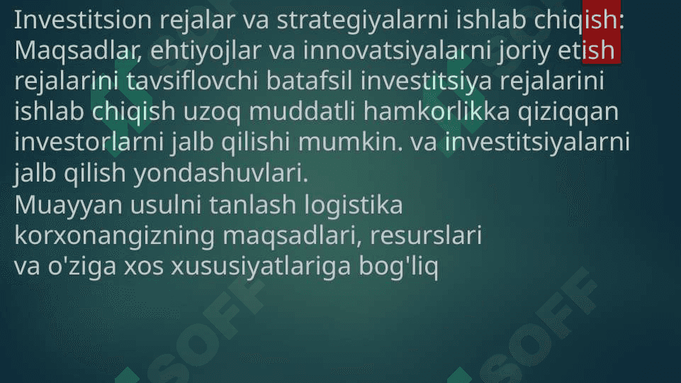 Logistik korxonalarga investitsiyalar va innovatsiyalarni jalb etish 4