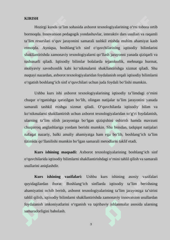 Axbarot texnologiyari-boshlang'ich sinf o'quvchilarida iqtisodiy bilim faoliyati vositasi sifatida. 3