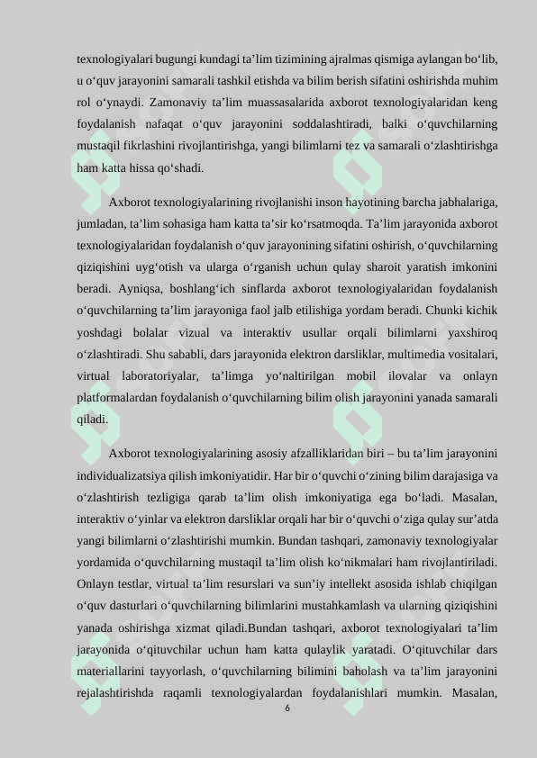 Axbarot texnologiyari-boshlang'ich sinf o'quvchilarida iqtisodiy bilim faoliyati vositasi sifatida. 6