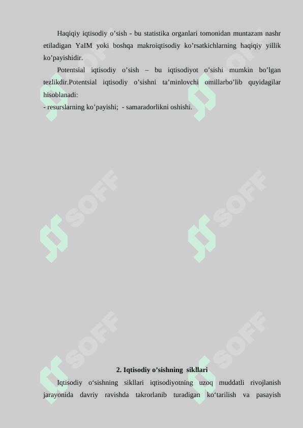 Iqtisodiy o’sish sikllari va inqirozlari 6