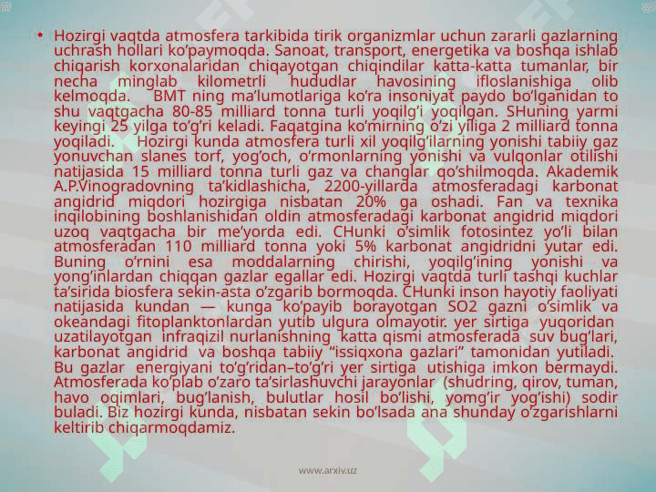 Issiqxona gazlari. issiqxona effekti. 2