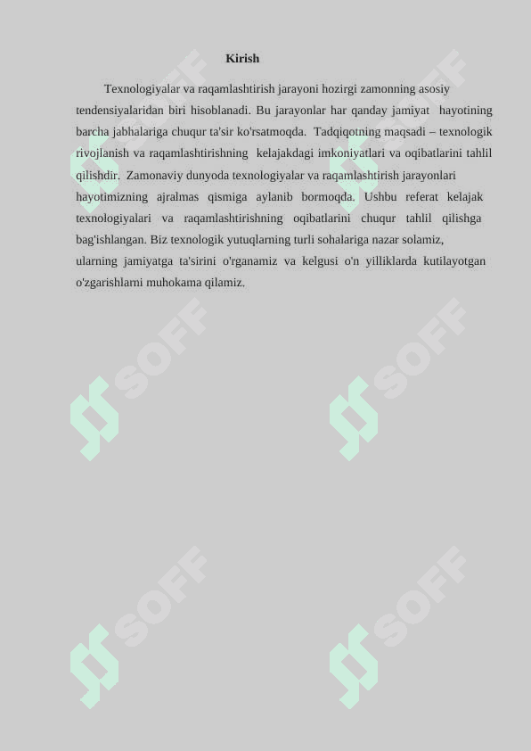 Kelajak texnalogiyalari va raqamlashtirish oqibatlari 2