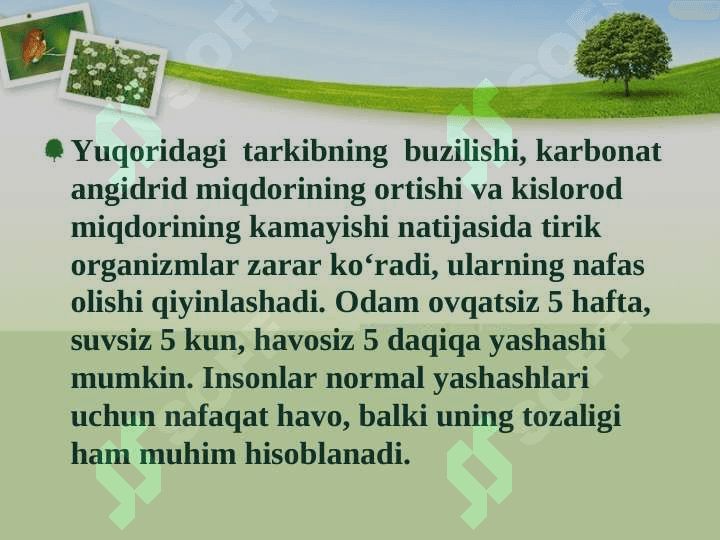 ATMOSFERANING	TARKIBI, TUZILISHI VA		AHAMIYATI, HAVO QOBIG’INING	IFLOSLANISH MANBALARI 5