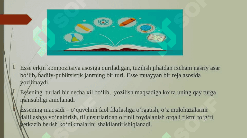 Essening òziga xos xususiyatlari , essening yoziwdagi talablar. 4