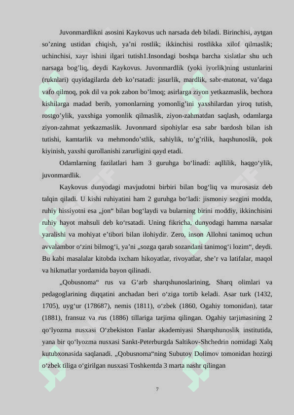 KAYKAVUSNING QOBUSNOMA  ASARI VA UNING TARBIYAVIY AHAMIYATI 7