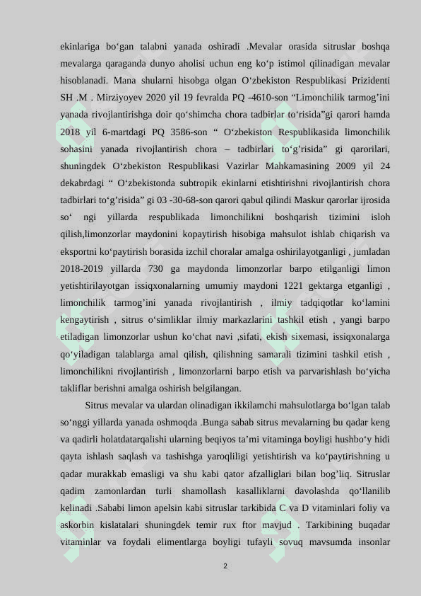 Sitrus o‘simliklarning geografik tarqalish 2