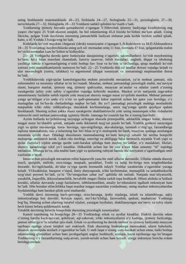Yoshlik, yetuklik va keksalik davrining psixologik xususiyatlari 2