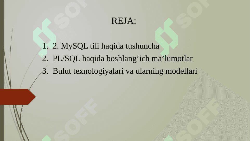 INTERNET TARMOG’IDA MALUMOTLAR BAZASI VA ULARNING  MODELLARI 2
