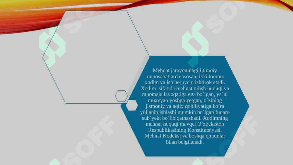 Mehnat jarayoni huquqiy sharoitini shakillantiruvchi omillar 4