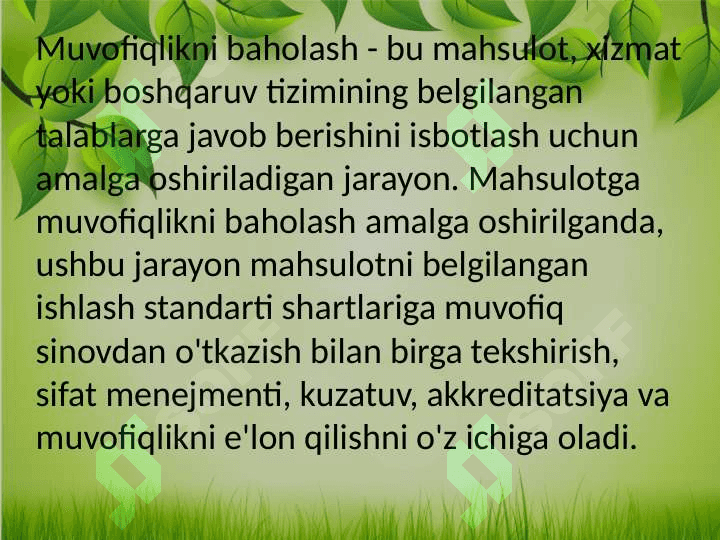 Muvofiqlikni baholash va tasdiqlash 2