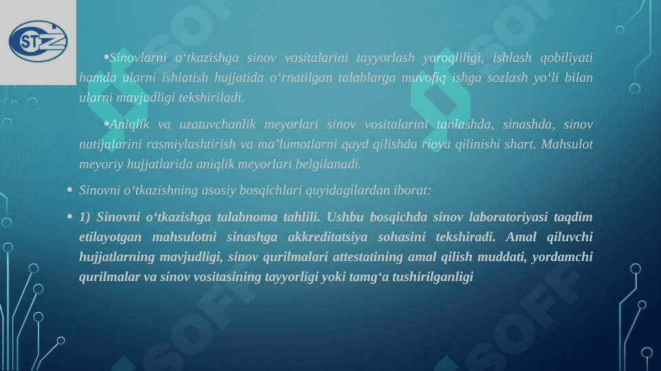 Muvofiqlikni tasdiqlash va baholash uchun mahsulotni sinash 3