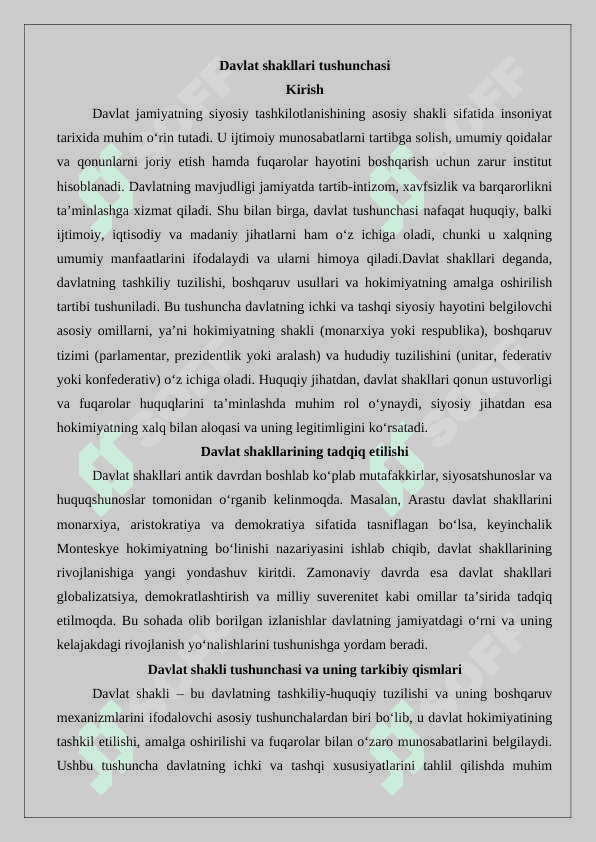 Davlat shakllari tushunchasi 25 2