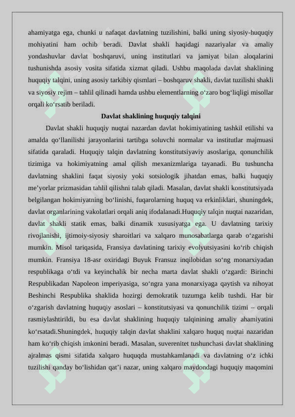 Davlat shakllari tushunchasi 25 3