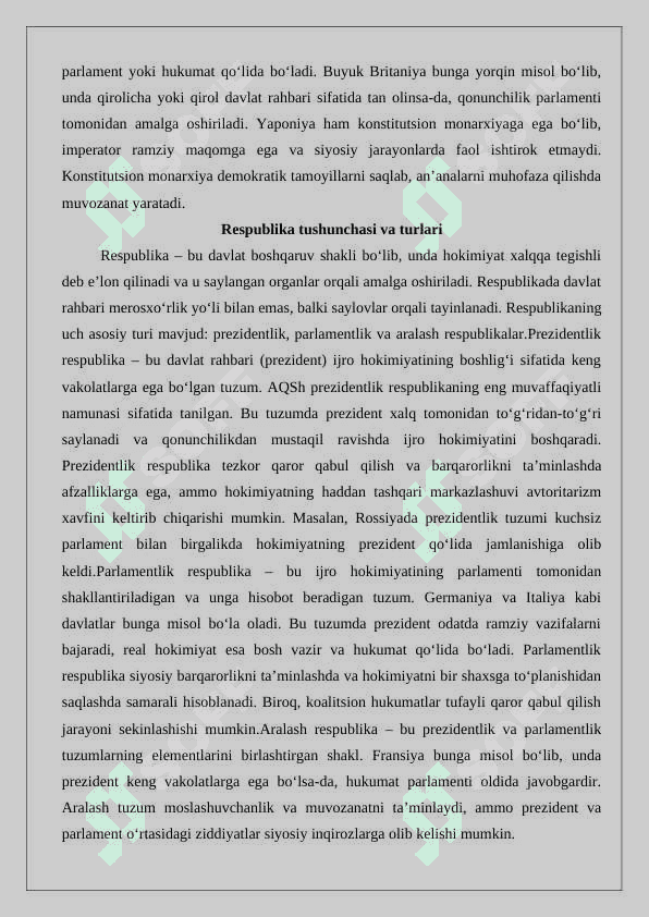 Davlat shakllari tushunchasi 25 7