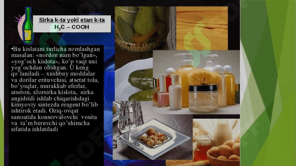 ORGANIK  KISLOTALAR   ISHLAB CHIQARISH  TEXNOLOGIYASI 5