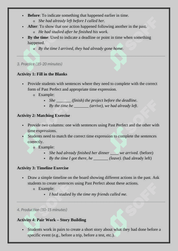 Theme:  Past perfekt (before,after,bu the time) 3