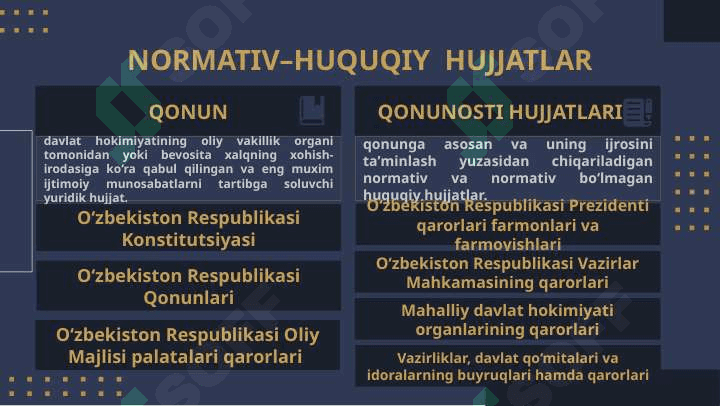TA’LIMDAGI NORMATIV-HUQUQIY HUJJATLARNI BILISH VA KASBIY FAOLIYATDA QOʻLLASH 4