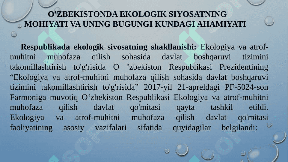 O’zbekistonda ekologik siyosatning mohiyati va uning bugungi kundagi ahamiyati 3