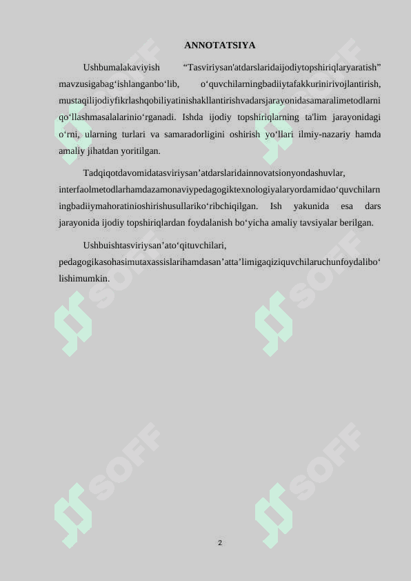 Tasviriy san'at darslarida ijodiy topshiriqlar yaratish 2