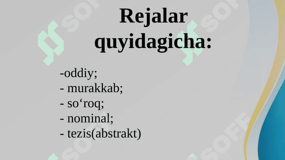 Reja .  Rejaning turlari 8