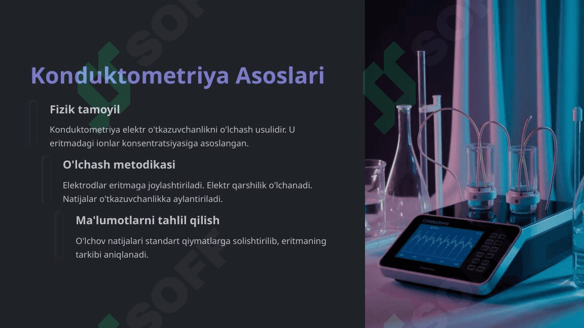 Elektirkimyo asoslari. Elektr o'tkazuvchanlik. Konduktometriya. 4
