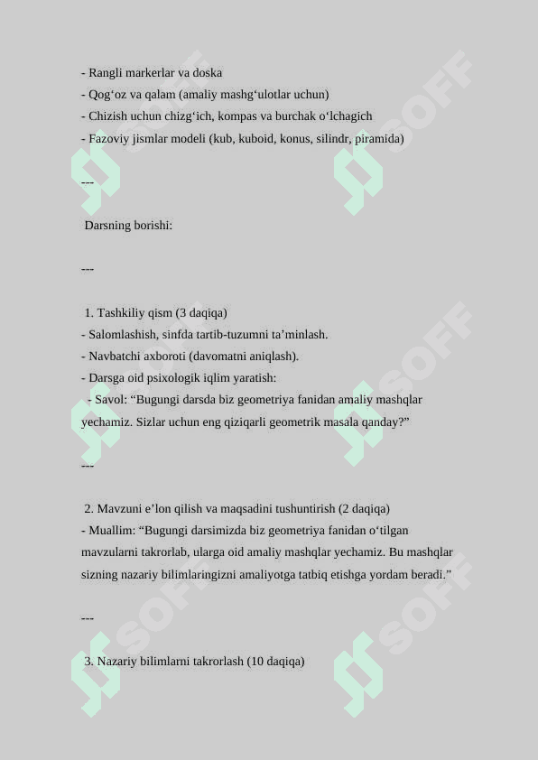 Amaliy mashqlar yechish ( Dars ishlanma ) 2