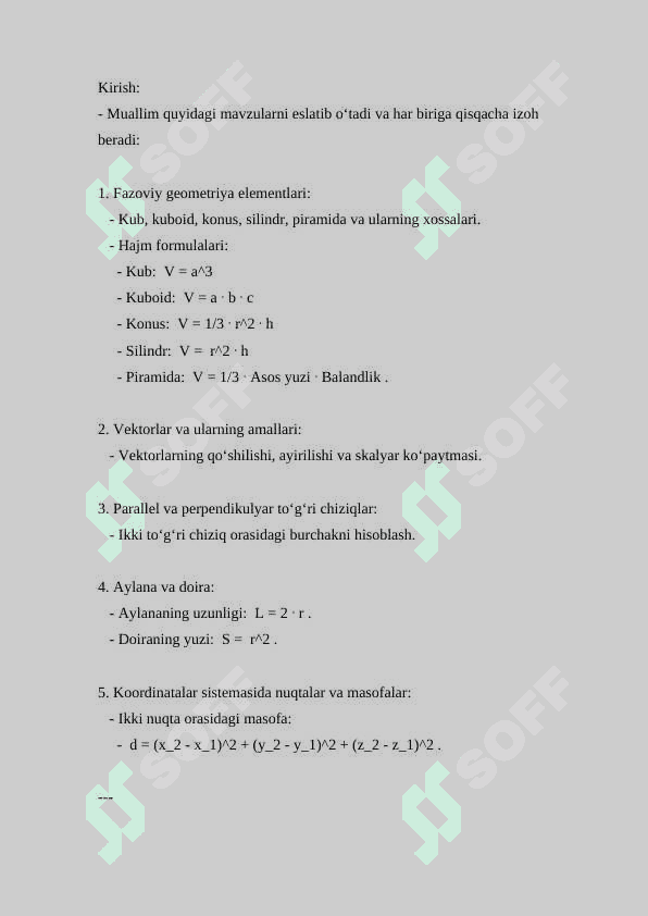 Amaliy mashqlar yechish ( Dars ishlanma ) 3