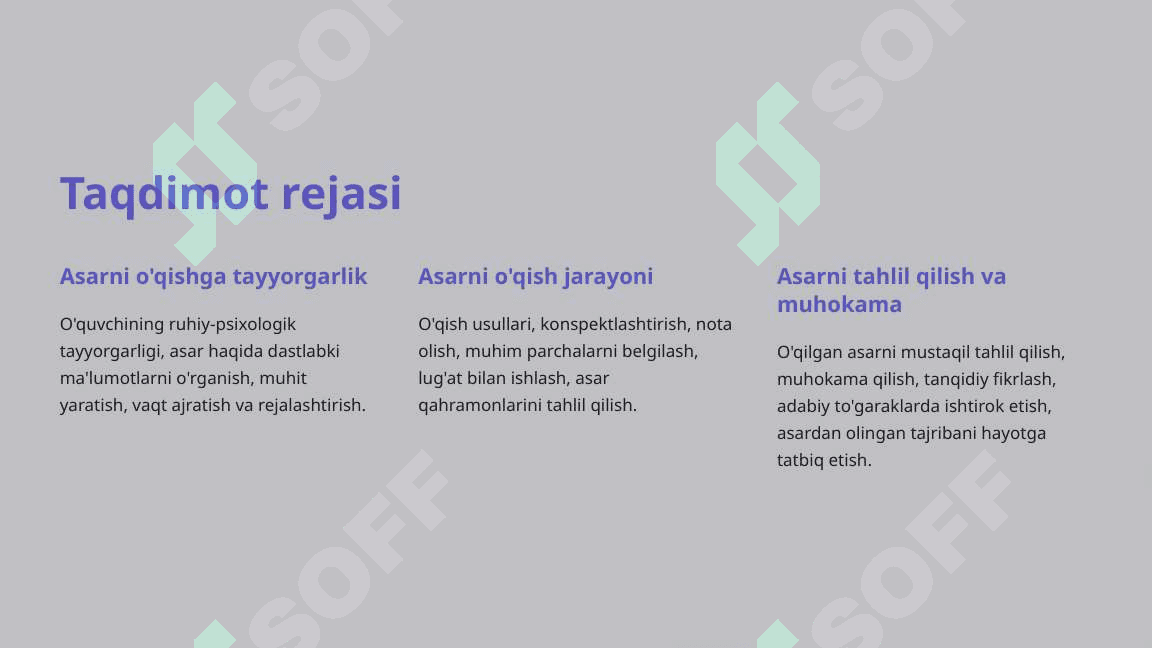 Badiiy asarni o'qishga tayyorgarlik 2