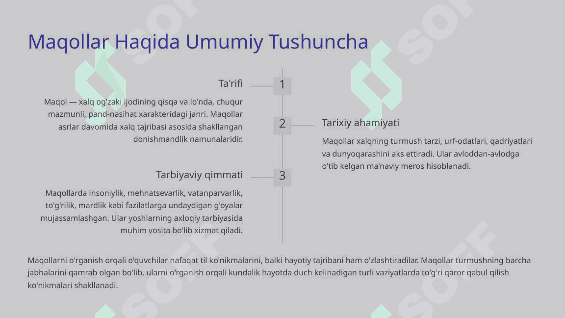 Maqol O'rganish Darsi Na'munalari 3